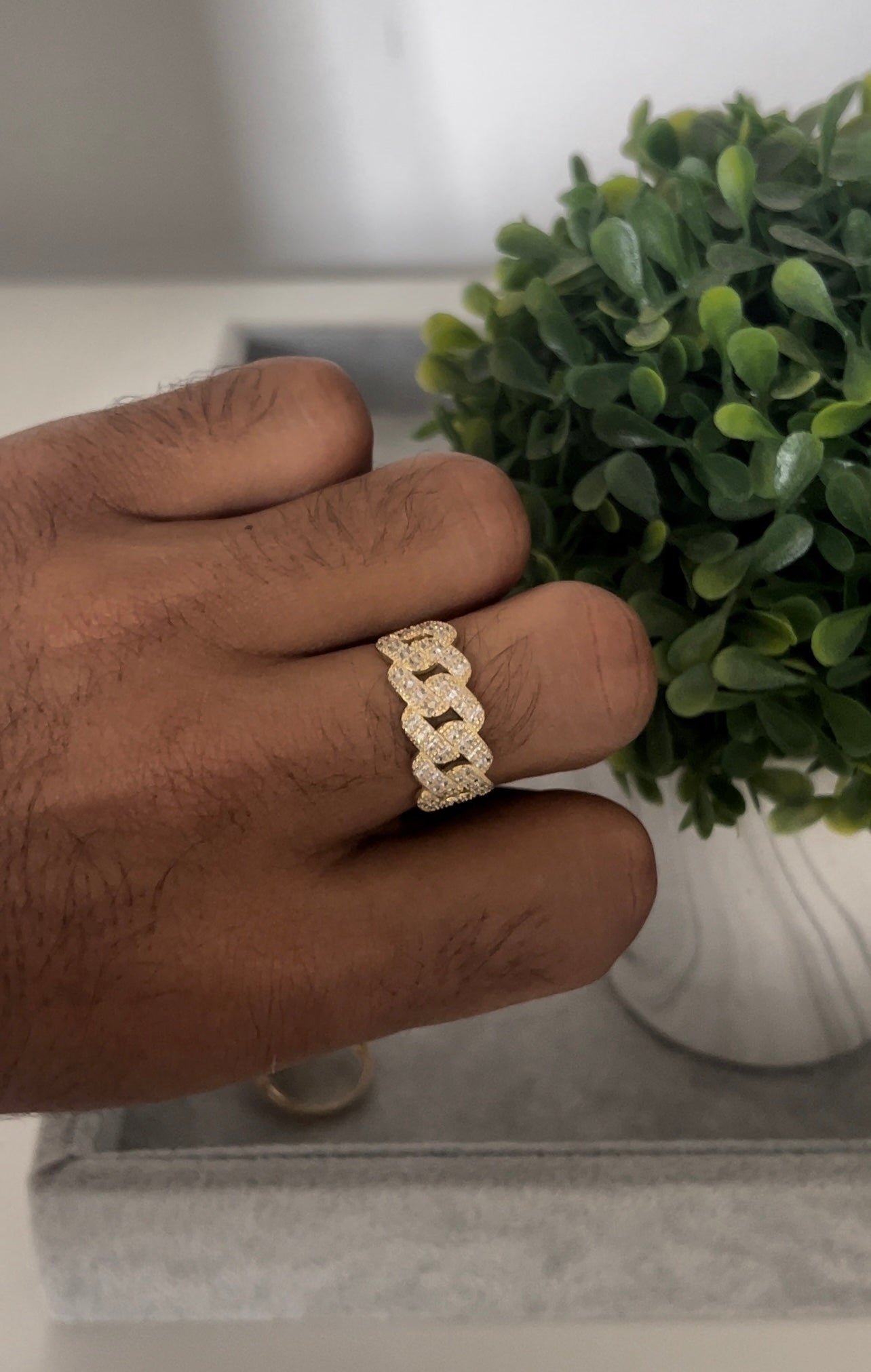 14k Men’s Cuban Ring Cz